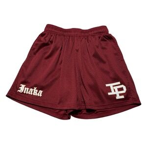 Inaka Power Men's Red Mesh Athletic Gym Logo Workout Activewear Shorts M 24x4.5